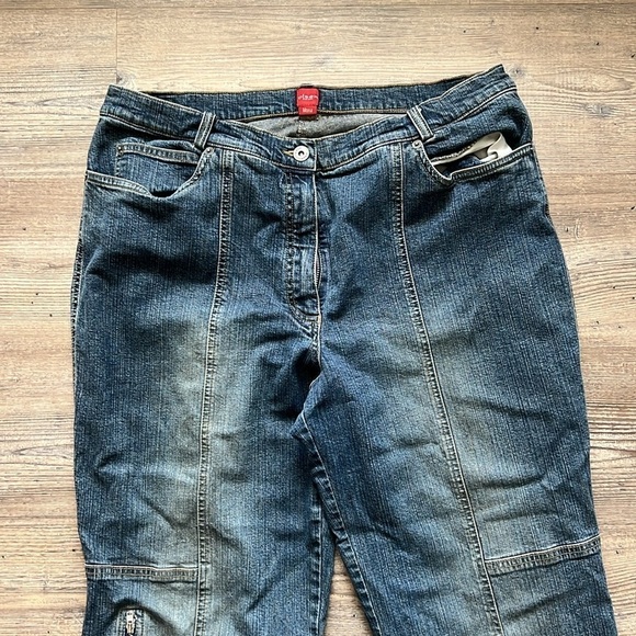 Olsen Europe Mona Carpenter Style Jeans size 14 Wife Leg Zipper Detail 90s Y2K - Picture 3 of 10